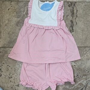 NWT Size 2T Classic Whimsy Stripe Pink and White Striped Knit Bloomer Set